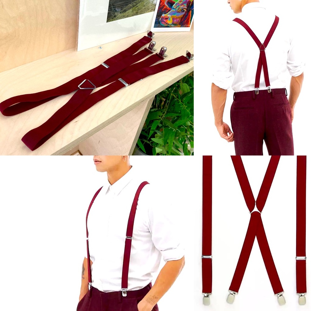 ASOS Burgundy Suspenders